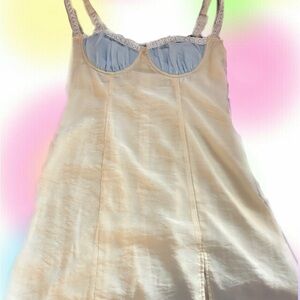 Princess Polly Cream and Blue Midi Dress